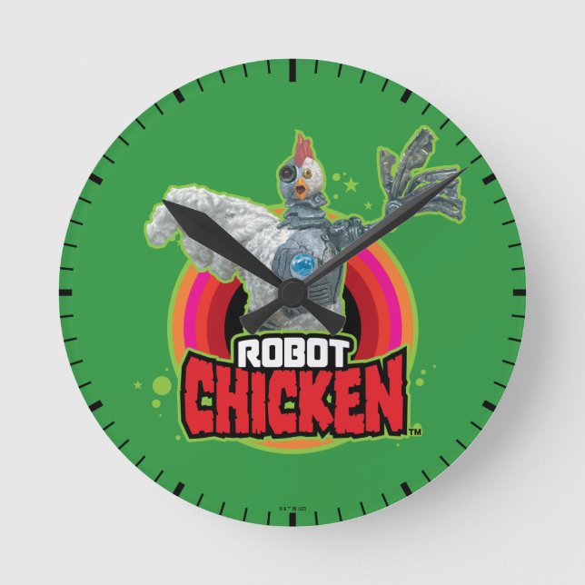 Robot Chicken Character Logo Rund Klocka (Framsida)