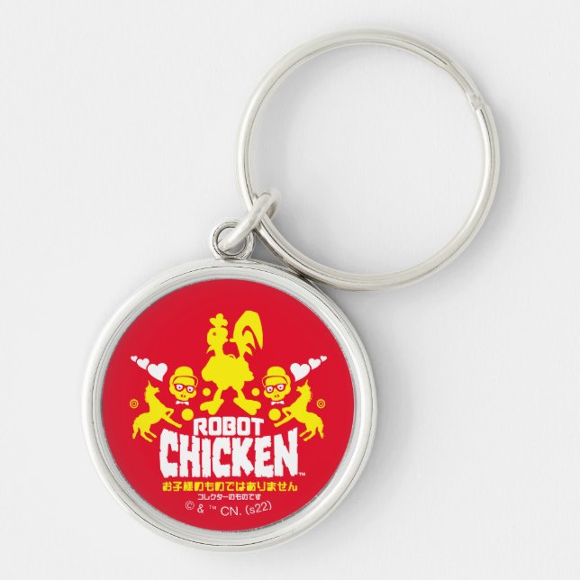 Robot Chicken Nerd Unicorn Graphic Rund Silverfärgad Nyckelring (Framsidan)