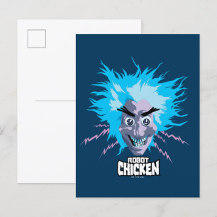 Robot Chicken Scientist Head Graphic Vykort