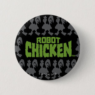 Robot Chicken Silhouette Mönster Knapp