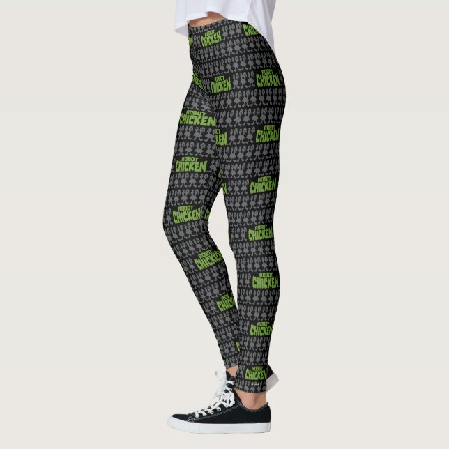 Robot Chicken Silhouette Mönster Leggings (Vänster)