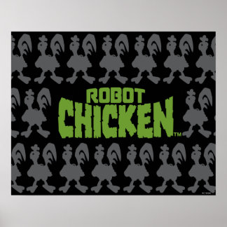 Robot Chicken Silhouette Mönster Poster
