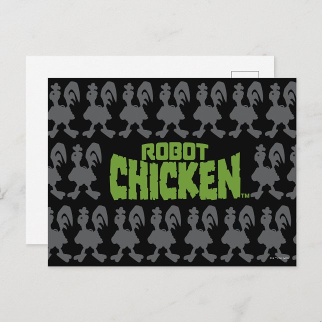 Robot Chicken Silhouette Pattern Vykort (Fram/baksida)
