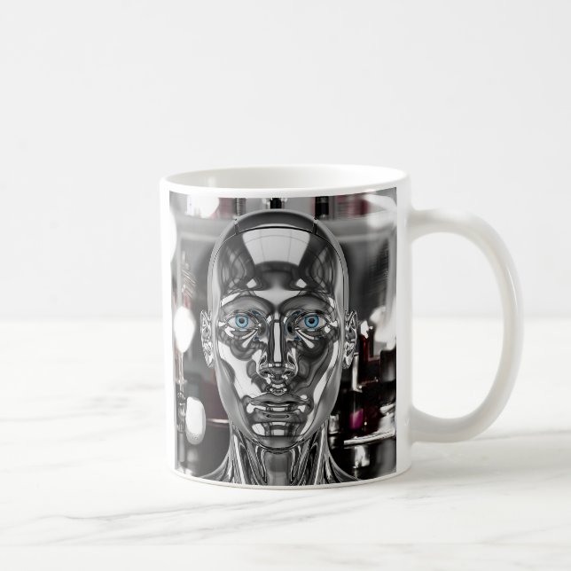 Robot chrome réaliste kaffemugg (Höger)