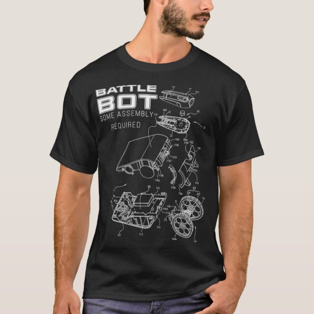 Robot Combat Fighting Battle Bots Patent Stil  T Shirt (Framsida)