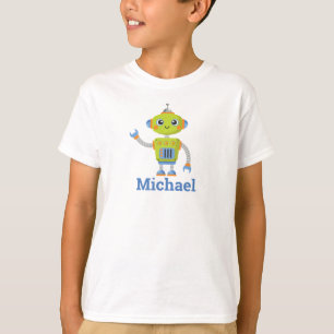 Robot Coola Namn Blue Grönt Kids T Shirt