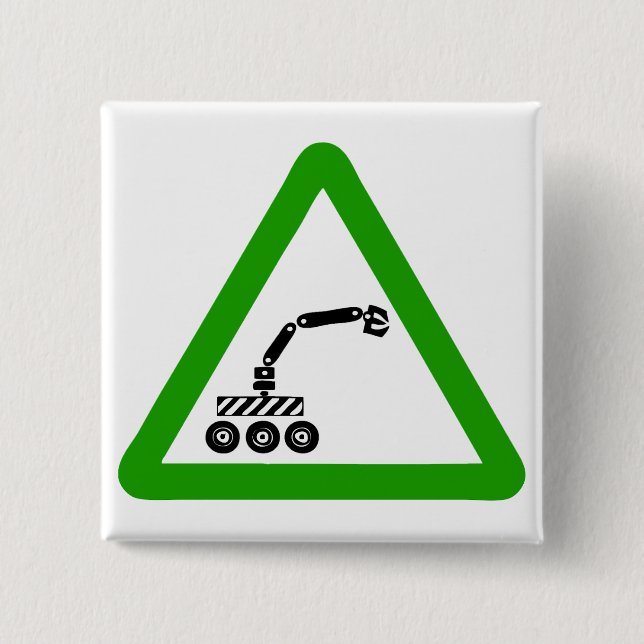 Robot Crossing Warning Sign Knapp (Framsida)
