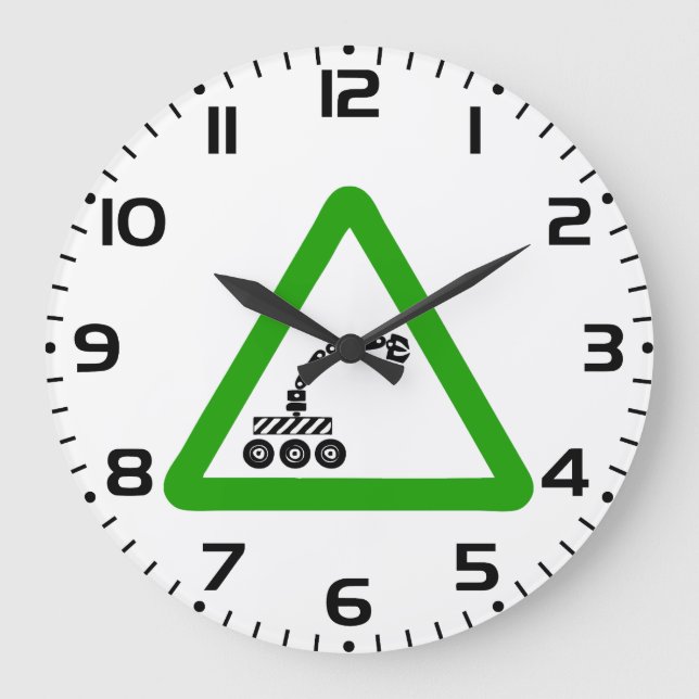 Robot Crossing Warning Sign Stor Klocka (Framsida)