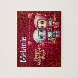 Robot Custom Child Name Valentine's Day Puzzle Pussel