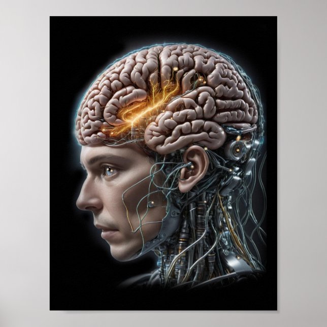 Robot Cyborg Brain Artificial Intelligence Poster (Framsidan)