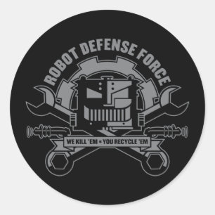 Robot Defence Force Sticker Runt Klistermärke