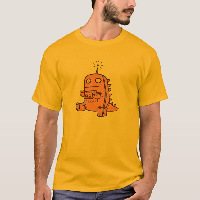 Robot Dino - orange Tee Shirt (Framsida)