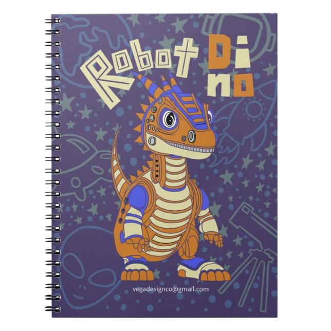 Robot Dino Spiral Notebook Anteckningsbok (Framsidan)