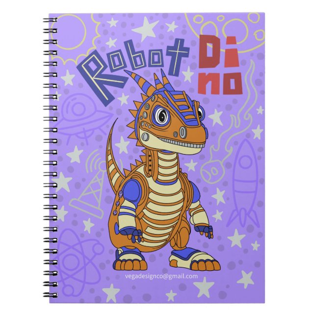 Robot Dino Spiral Notebook Anteckningsbok (Framsidan)
