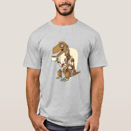 Robot Dinosaur Drinking Coffee T Shirt