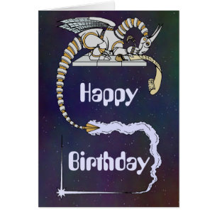 Robot Dragon Skriv in Rulla Birthday Card Hälsningskort