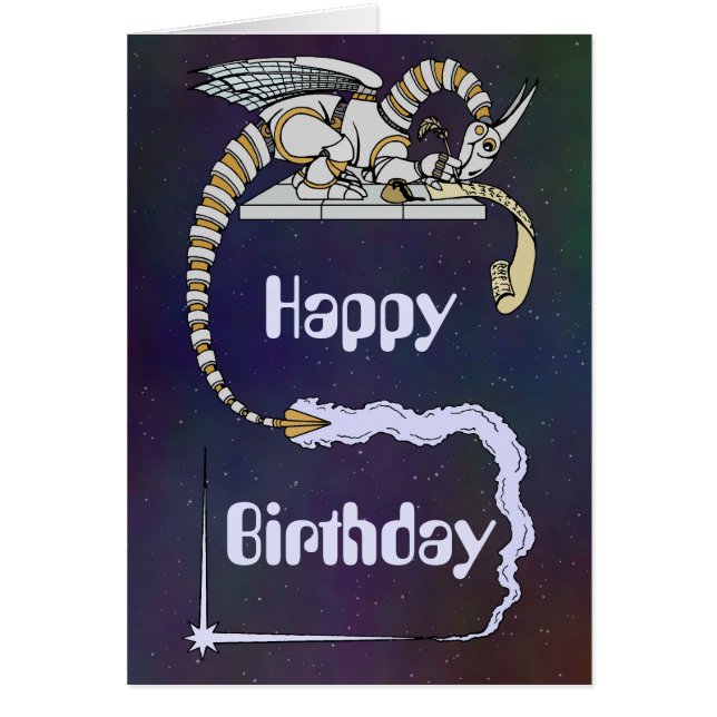 Robot Dragon Skriv in Rulla Birthday Card Hälsningskort (Framsidan)