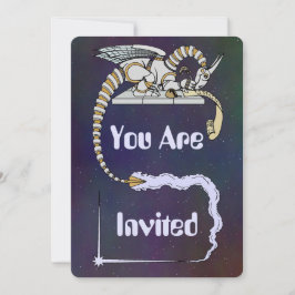 Robot Dragon Writing in Rulla Inbjudningar