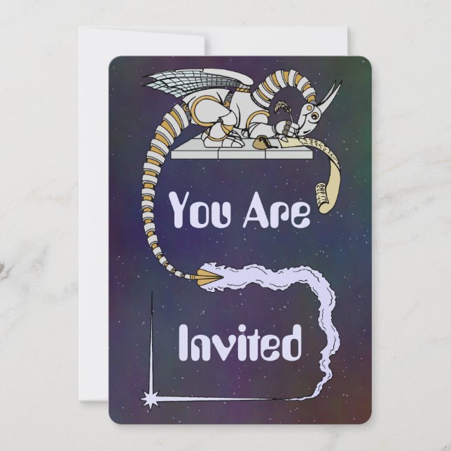 Robot Dragon Writing in Rulla Inbjudningar (Framsida)