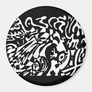 "Robot Dreams" B&W Abstrakt Art Magnet