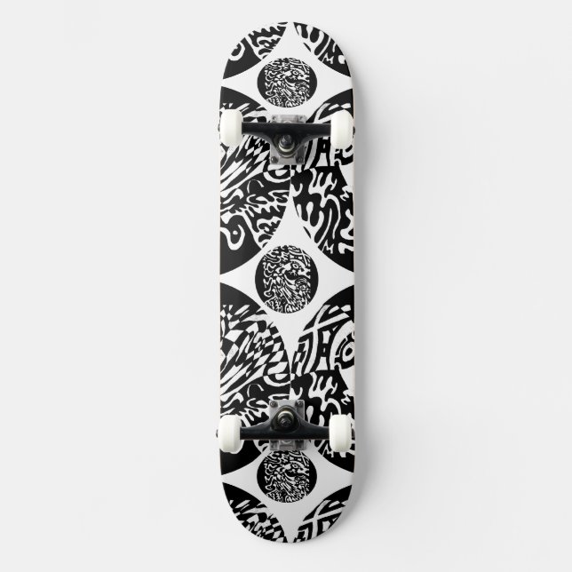 "Robot Dreams" B&W Abstrakt Art Skateboard Bräda 20 Cm (Framsida)