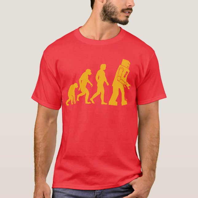 Robot Evolution Sheldon Cooper Big Bang Theory T Shirt (Framsida)