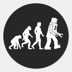 Robot Evolution Sticker Runt Klistermärke