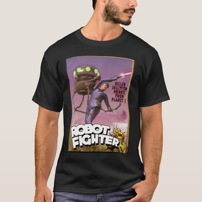 Robot Fighter Fake Pulp Cover T-Shirt (Framsida)