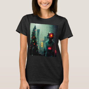 Robot firar jul- och nyårsdesign t shirt