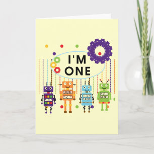 Robot First Birthday Tshirts och Gifts Kort