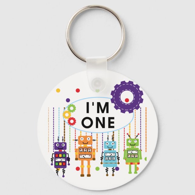 Robot First Birthday Tshirts och Gifts Nyckelring (Framsida)