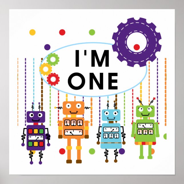 Robot First Birthday Tshirts och Gifts Poster (Framsidan)