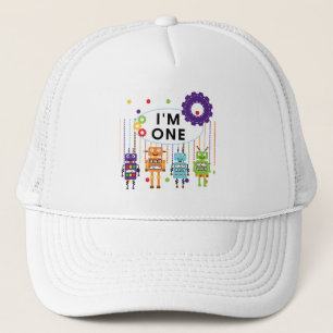 Robot First Birthday Tshirts och Gifts Truckerkeps