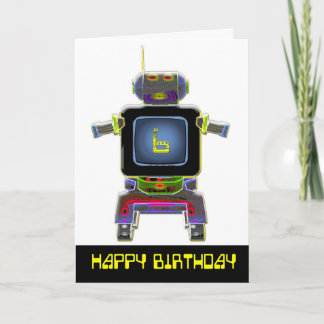 Robot födelsedag 6 år födelsedagskort kort