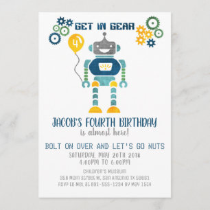 Robot Födelsedagsfest inbjudan
