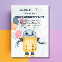 Robot Födelsedagsfest inbjudan