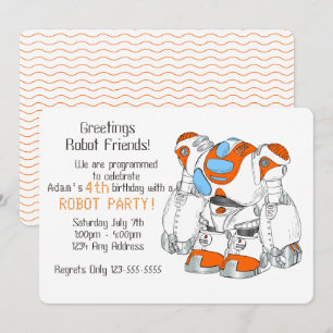 Robot Födelsedagsfest Inbjudningar