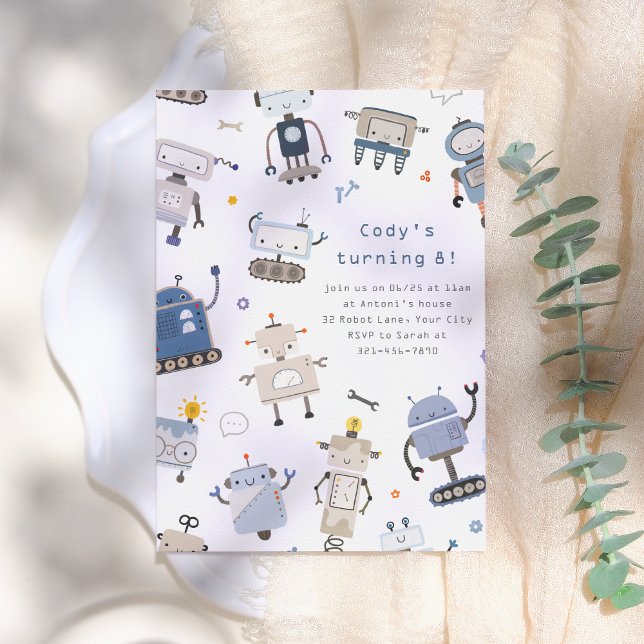 Robot Födelsedagsfest Inbjudningar (Skapare uppladdad)