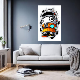 robot för coola av tecknad AI Art Poster