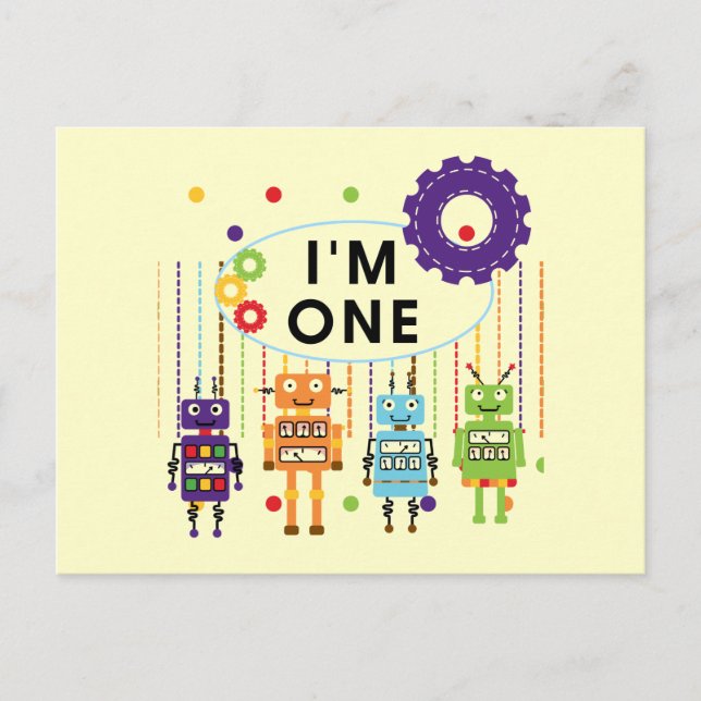 Robot Första Födelsedags T-shirts och presenter Vykort (Framsida)