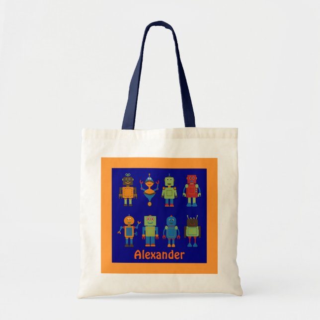Robot Friends Child's Personlig Tote Bag Tygkasse (Framsidan)