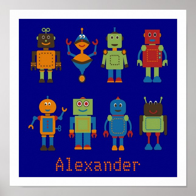 Robot Friends Personlig Kids Poster (Framsidan)