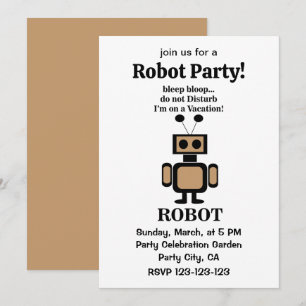 Robot Funny Tech Party Inbjudningar