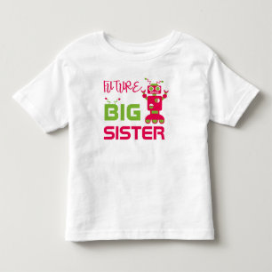 Robot Future Big Sister Kids Rosa Cute Syskon Tee