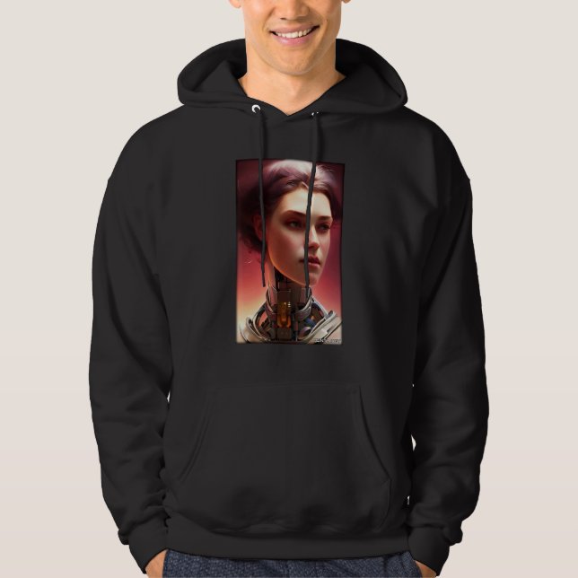Robot Future Technology Science Woman Retro Vintag Hoodie (Framsida)