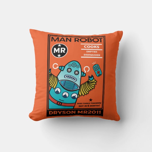 Robot-gåvor för årsdag eller Bröllop Kudde (Framsida)