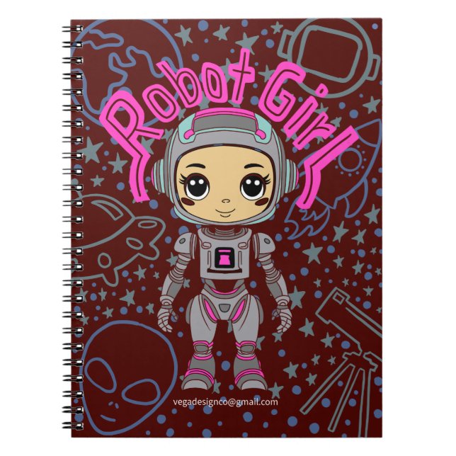 Robot Girl Spiral Notebook Anteckningsbok (Framsidan)