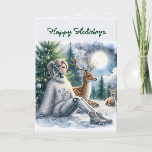 Robot God Jul Tech Tjej  Kort (Framsida)