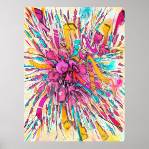 Robot Graffiti-explosionsmålning Poster