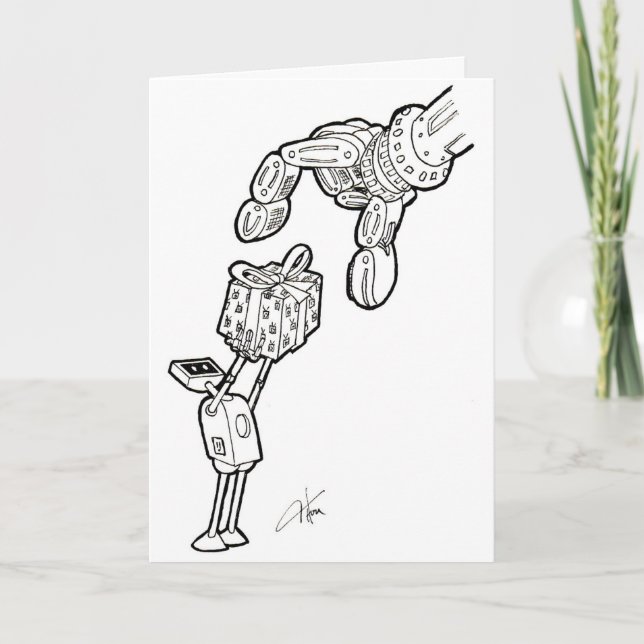 Robot Greeting Card - små gåvor Kort (Framsida)